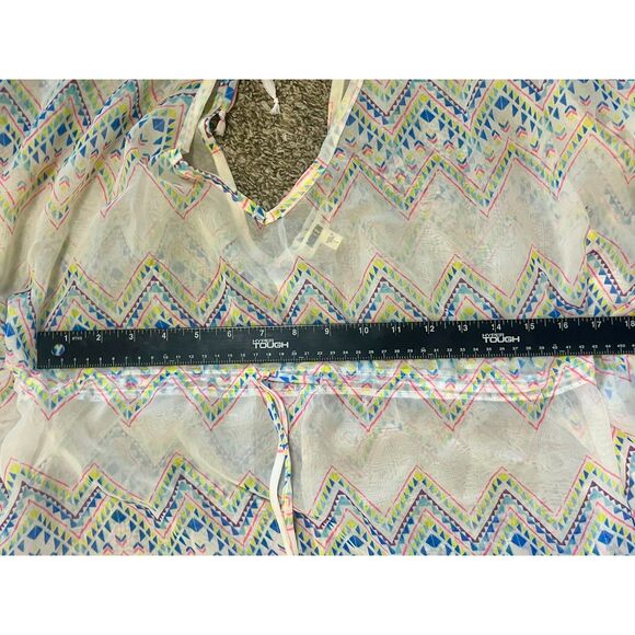 Miken Women's Swimsuit Cover Up White Aztec Large Adjustable - Picture 10 of 10